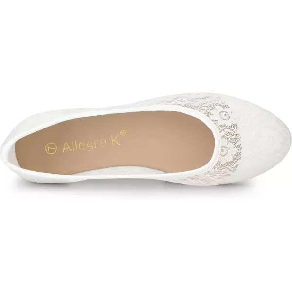 Allegra K Women's Lace Mesh Floral Round Toe Slip on Breathable Ballet Flats