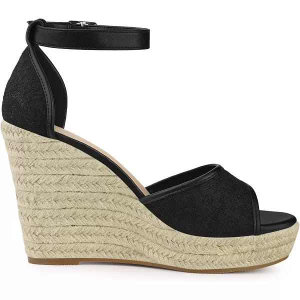 Allegra K Women's Lace Platform Espadrilles Wedge Heels Sandals