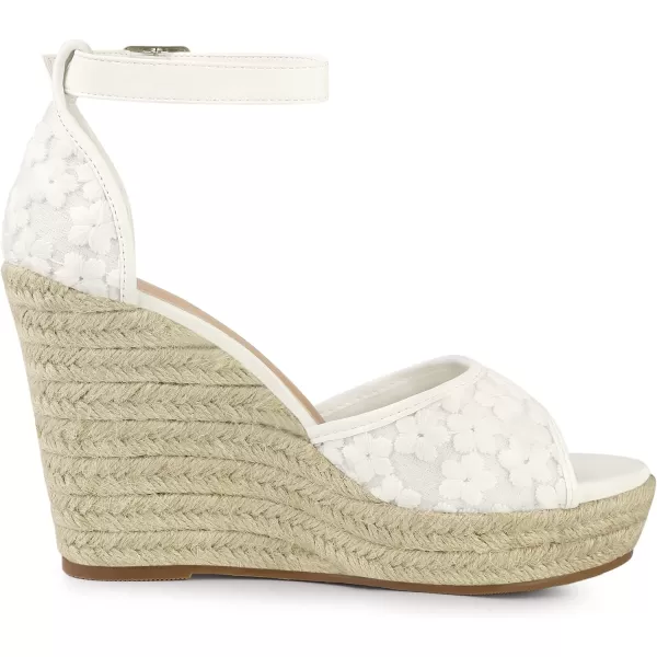 Allegra K Women's Lace Platform Espadrilles Wedge Heels Sandals