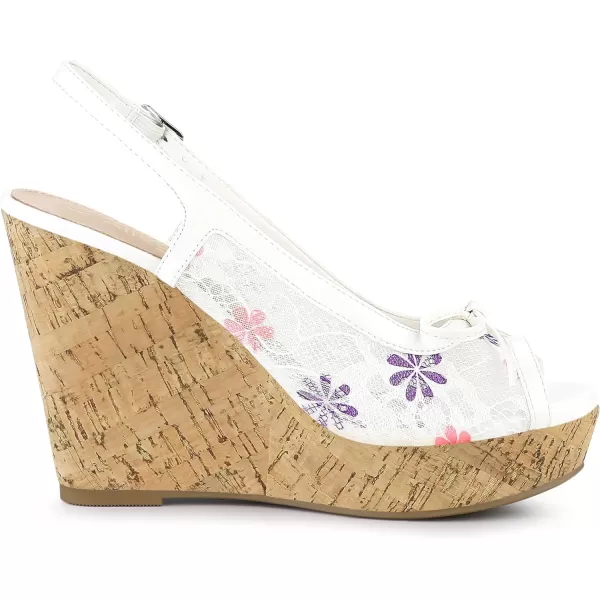 Allegra K Women's Lace Platform Wedges Wedge Heel Sandals