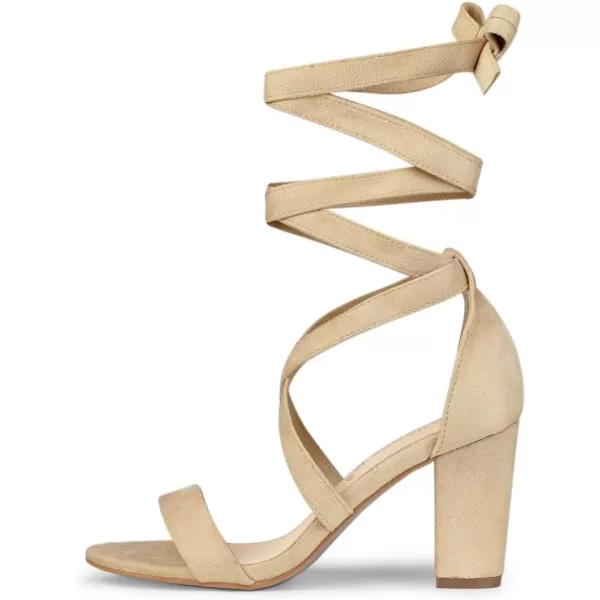 Allegra K Women's Lace Up Block Heels Sandals