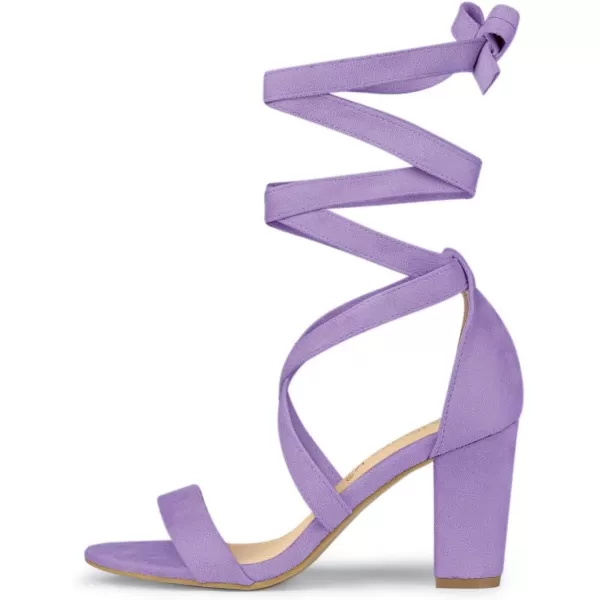 Allegra K Women's Lace Up Block Heels Sandals