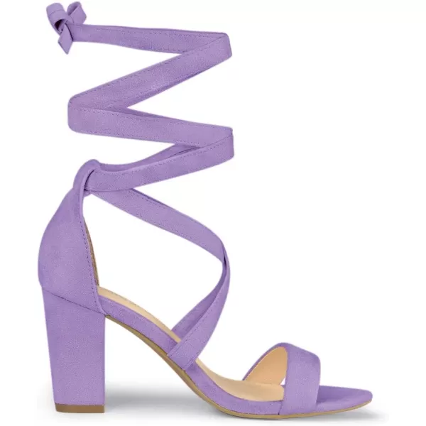 Allegra K Women's Lace Up Block Heels Sandals