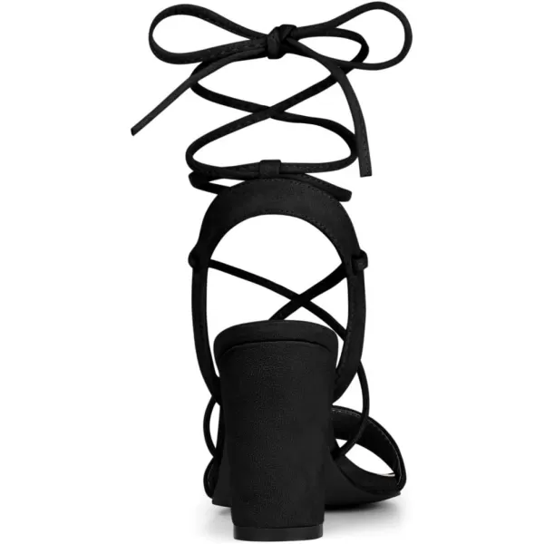 Allegra K Women's Lace Up Block High Heels Sandals