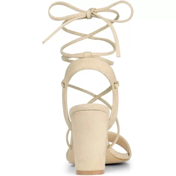 Allegra K Women's Lace Up Block High Heels Sandals