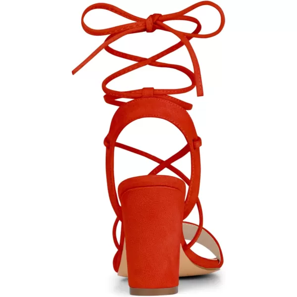 Allegra K Women's Lace Up Block High Heels Sandals