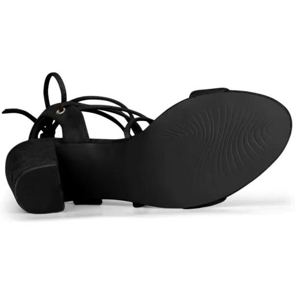 Allegra K Women's Lace Up Block High Heels Sandals