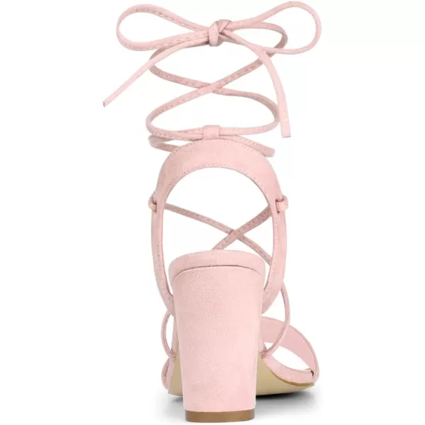 Allegra K Women's Lace Up Block High Heels Sandals