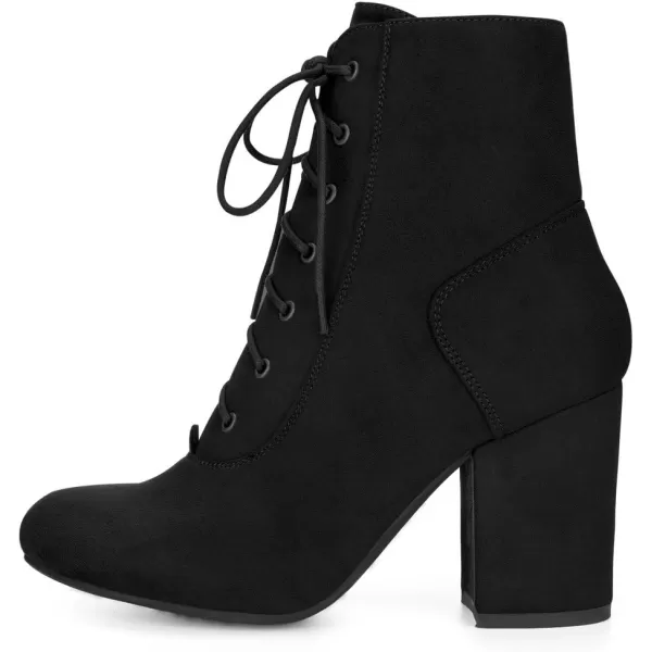 Allegra K Women's Lace Up Chunky Heel Ankle Booties