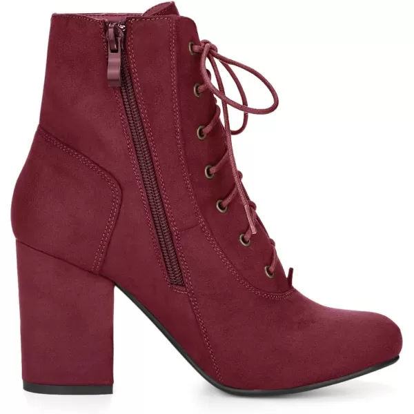 Allegra K Women's Lace Up Chunky Heel Ankle Booties