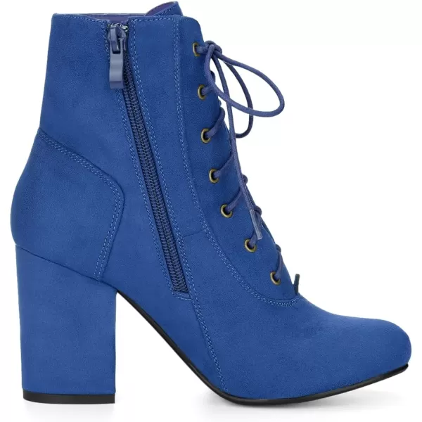 Allegra K Women's Lace Up Chunky Heel Ankle Booties