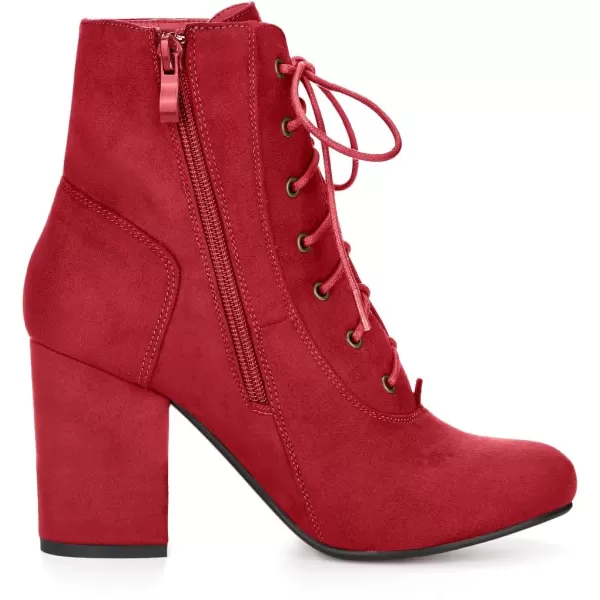 Allegra K Women's Lace Up Chunky Heel Ankle Booties