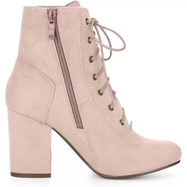 Allegra K Women's Lace Up Chunky Heel Ankle Booties