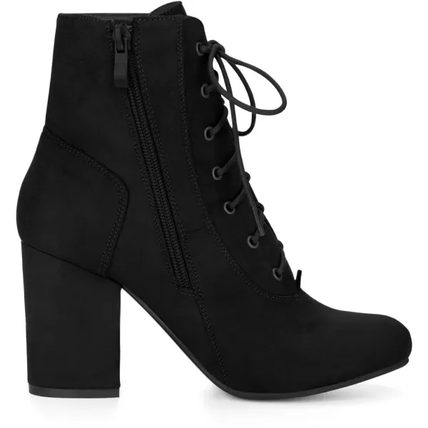 Allegra K Women's Lace Up Chunky Heel Ankle Booties