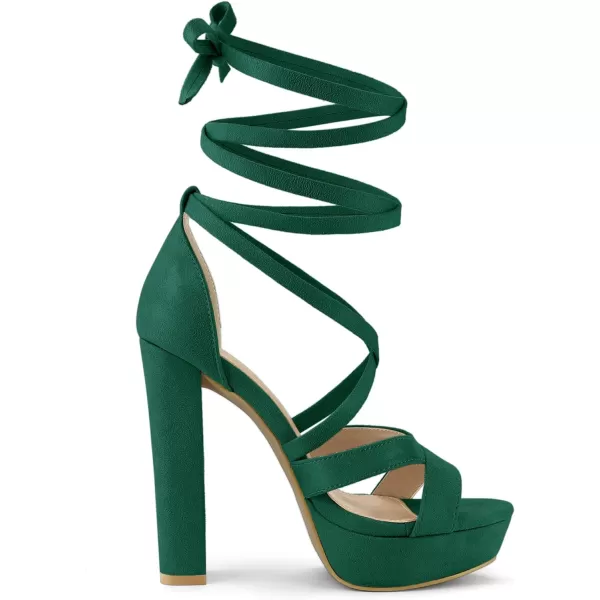 Allegra K Women's Lace Up Platform Chunky High Heels Sandals