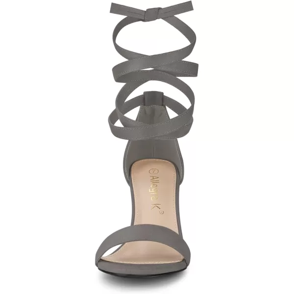 Allegra K Women's Lace Up and Ankle Strap Chunky Heel Sandals