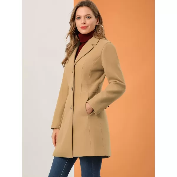 Allegra K Women's Lapel Single-Breasted Long Outerwear Winter Coats