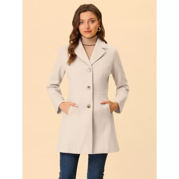 Allegra K Women's Lapel Single-Breasted Long Outerwear Winter Coats