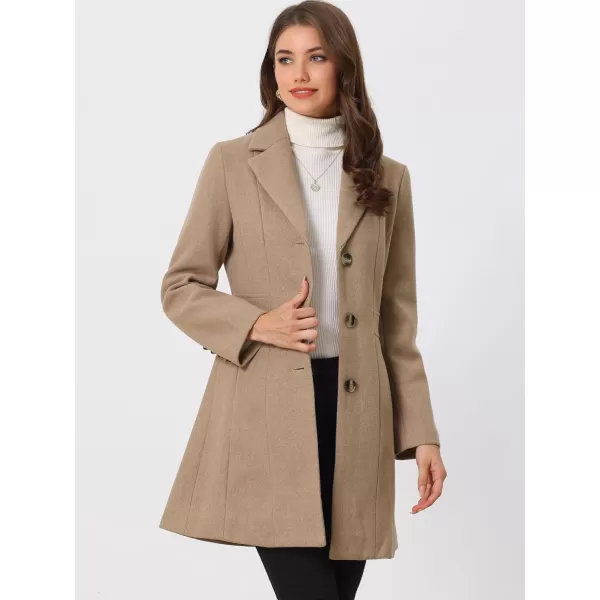 Allegra K Women's Lapel Single-Breasted Long Outerwear Winter Coats