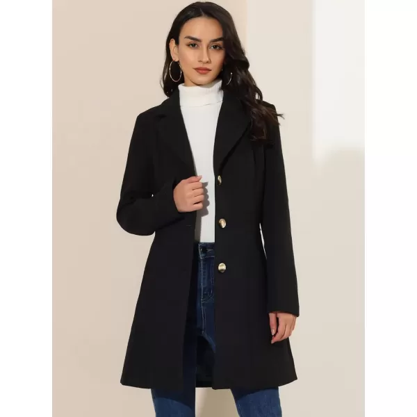 Allegra K Women's Lapel Single-Breasted Long Outerwear Winter Coats