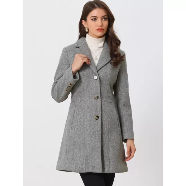 Allegra K Women's Lapel Single-Breasted Long Outerwear Winter Coats