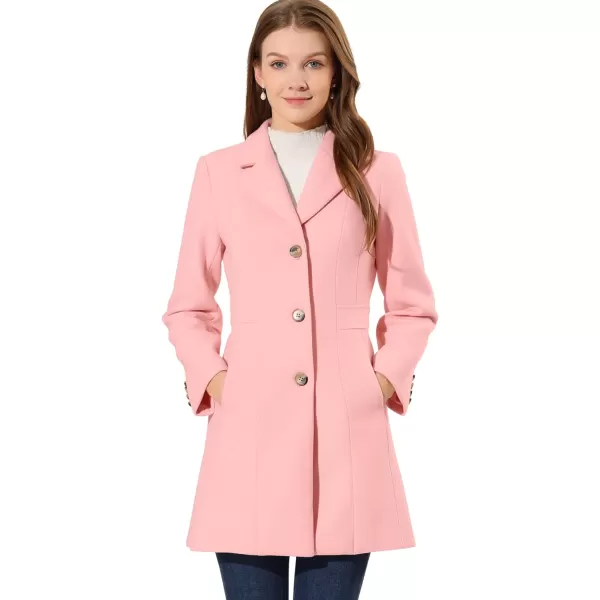 Allegra K Women's Lapel Single-Breasted Long Outerwear Winter Coats