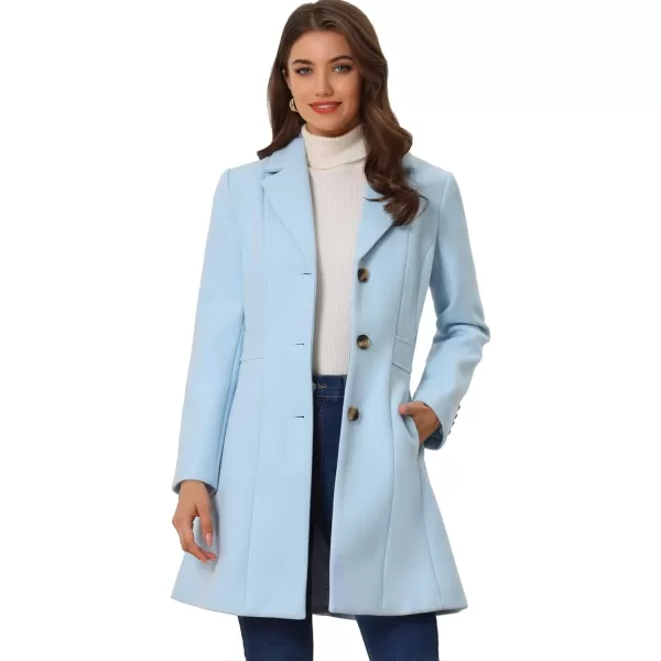 Allegra K Women's Lapel Single-Breasted Long Outerwear Winter Coats