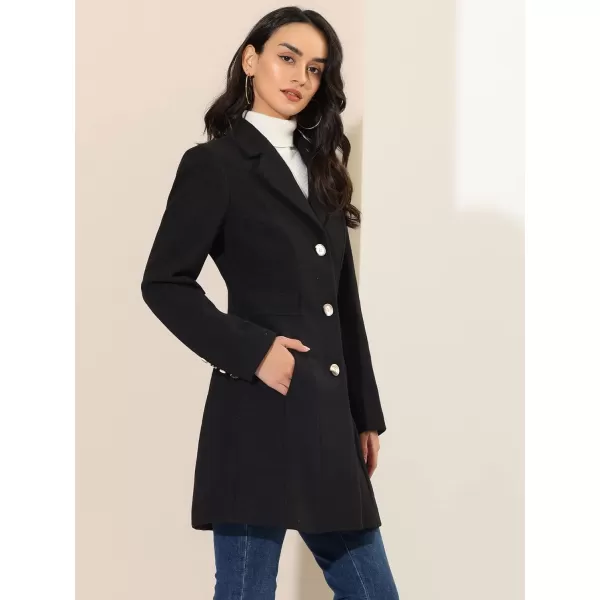 Allegra K Women's Lapel Single-Breasted Long Outerwear Winter Coats