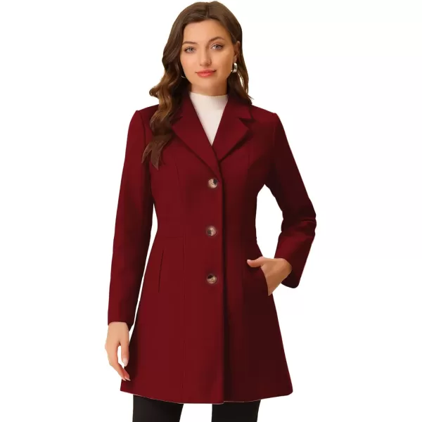 Allegra K Women's Lapel Single-Breasted Long Outerwear Winter Coats