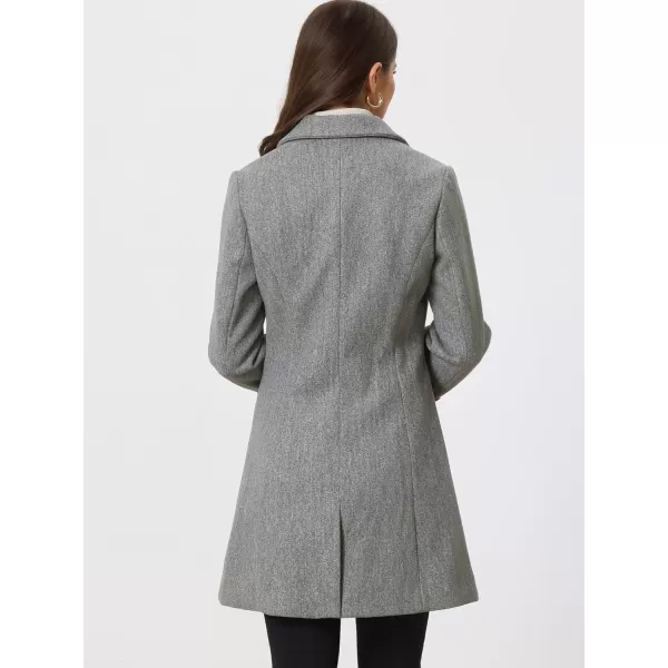 Allegra K Women's Lapel Single-Breasted Long Outerwear Winter Coats