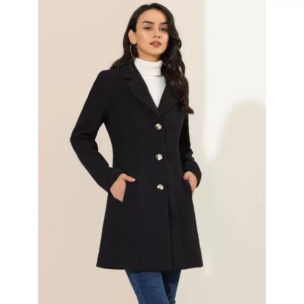 Allegra K Women's Lapel Single-Breasted Long Outerwear Winter Coats