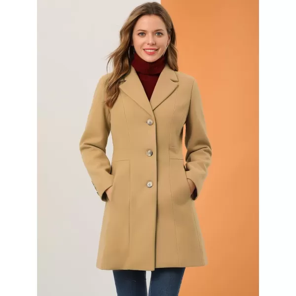 Allegra K Women's Lapel Single-Breasted Long Outerwear Winter Coats