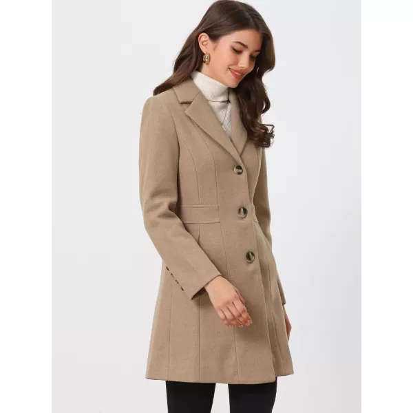 Allegra K Women's Lapel Single-Breasted Long Outerwear Winter Coats