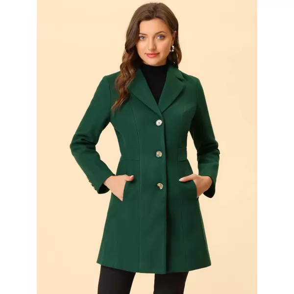 Allegra K Women's Lapel Single-Breasted Long Outerwear Winter Coats