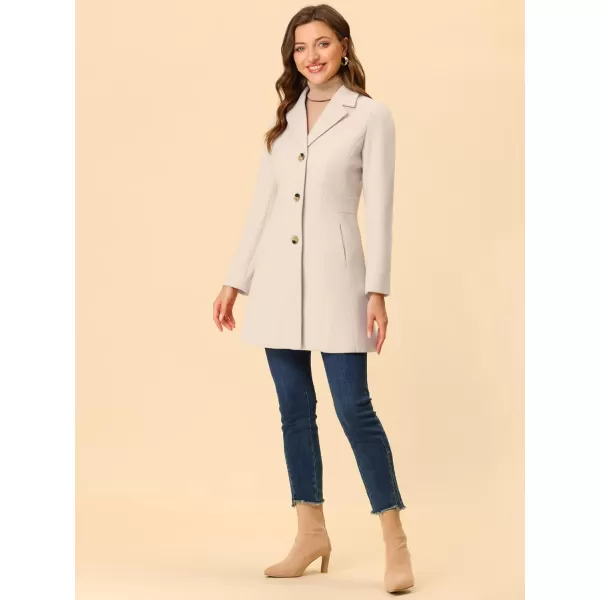 Allegra K Women's Lapel Single-Breasted Long Outerwear Winter Coats