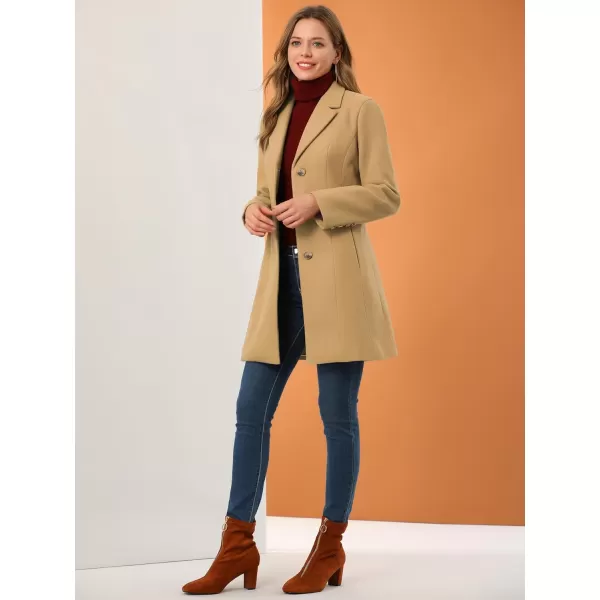 Allegra K Women's Lapel Single-Breasted Long Outerwear Winter Coats