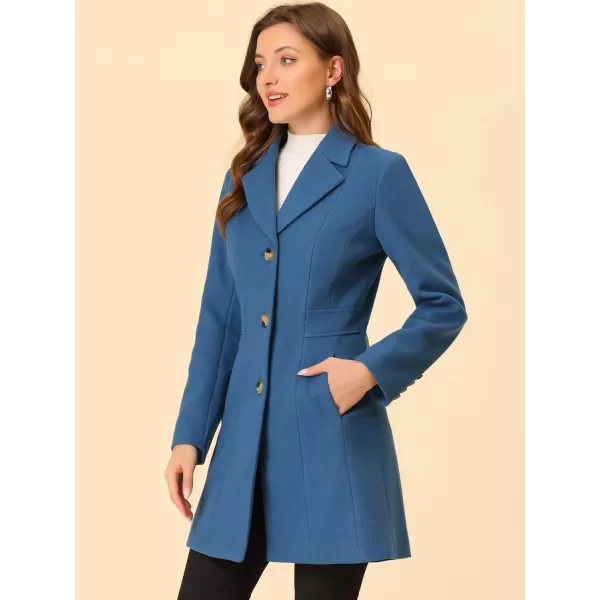 Allegra K Women's Lapel Single-Breasted Long Outerwear Winter Coats