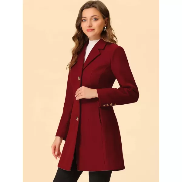 Allegra K Women's Lapel Single-Breasted Long Outerwear Winter Coats