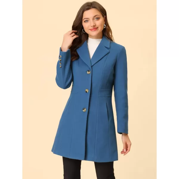 Allegra K Women's Lapel Single-Breasted Long Outerwear Winter Coats