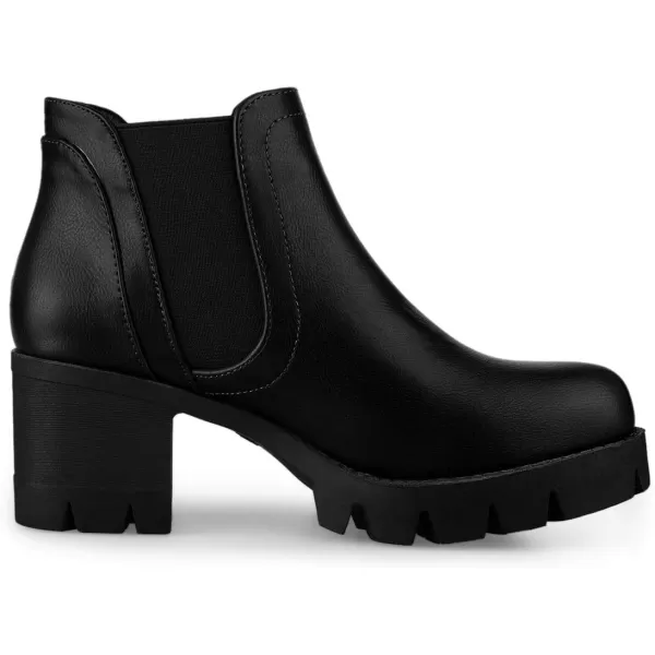 Allegra K Women's Lug Sole Chunky Heel Chelsea Ankle Boots