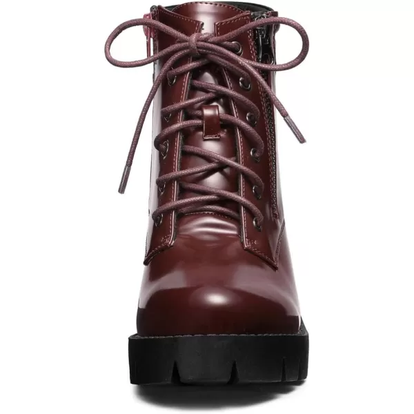 Allegra K Women's Lug Sole Zip Combat Block Heel Ankle Boots