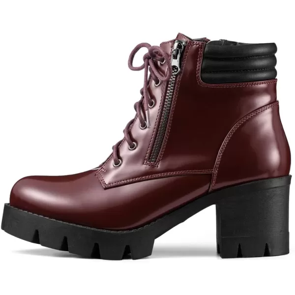 Allegra K Women's Lug Sole Zip Combat Block Heel Ankle Boots