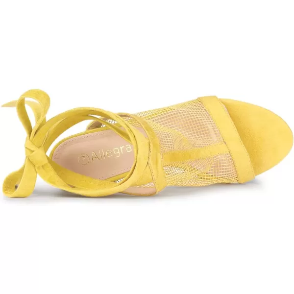 Allegra K Women's Mesh Block Heel Lace Up Sandals