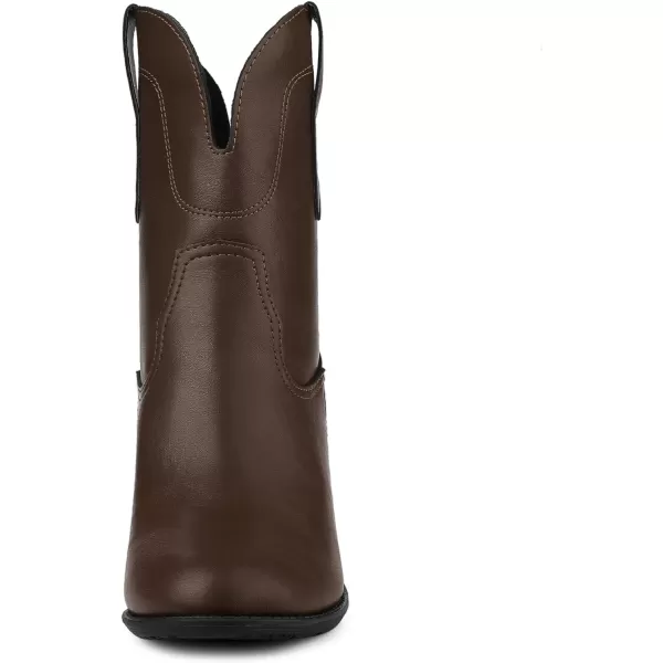 Allegra K Women's Mid Calf Memory Round Toe Block Heel Western Boots