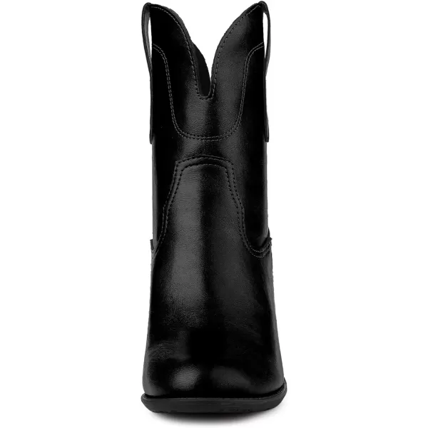 Allegra K Women's Mid Calf Memory Round Toe Block Heel Western Boots