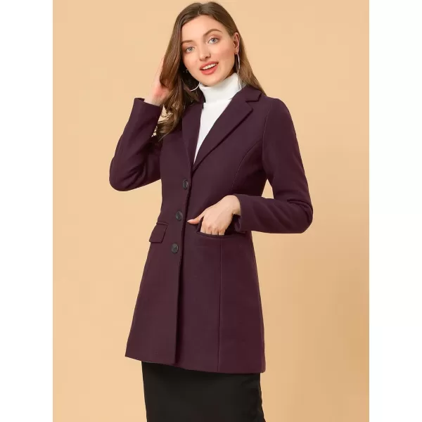 Allegra K Women's Notched Lapel Single Breasted Outwear Winter Coat