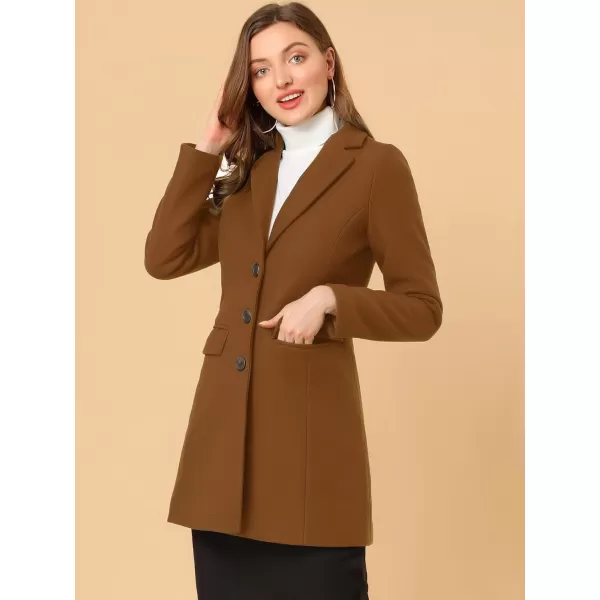 Allegra K Women's Notched Lapel Single Breasted Outwear Winter Coat