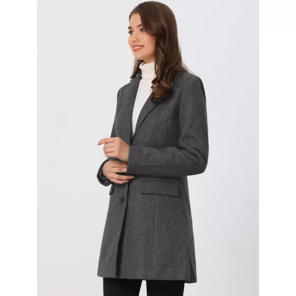 Allegra K Women's Notched Lapel Single Breasted Outwear Winter Coat