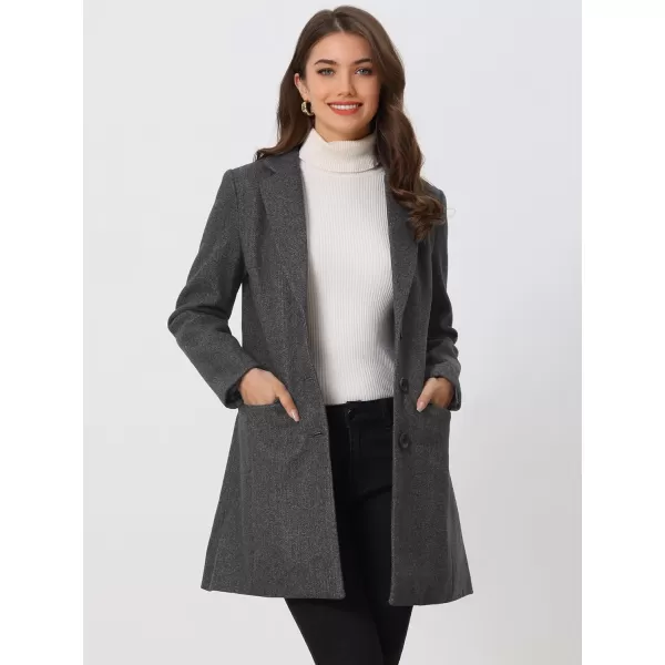 Allegra K Women's Notched Lapel Single Breasted Outwear Winter Coat