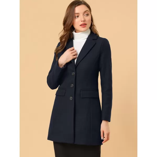 Allegra K Women's Notched Lapel Single Breasted Outwear Winter Coat